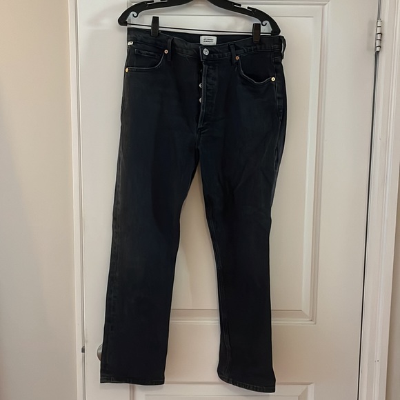 CITIZENS OF HUMANITY Charlotte High-Waisted Straight Jeans. Size 31. Black. - Picture 5 of 14